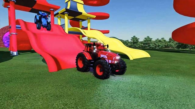 TRACTORS OF COLORS! LAMBORGHINI TRACTOR PARKOUR RACE vs PORTAL TRAP with SLIDE COLOR TO THE GARAGE смотреть онлайн