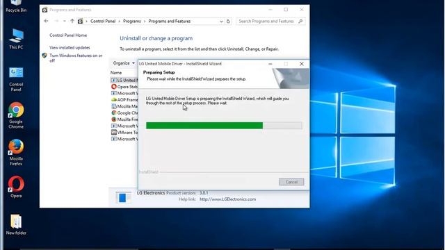 Uninstall LG United Mobile Driver On Windows 10