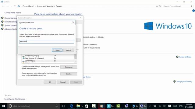 Windows 10: Create a Restore Point and Select That Point if Needed смотреть онлайн
