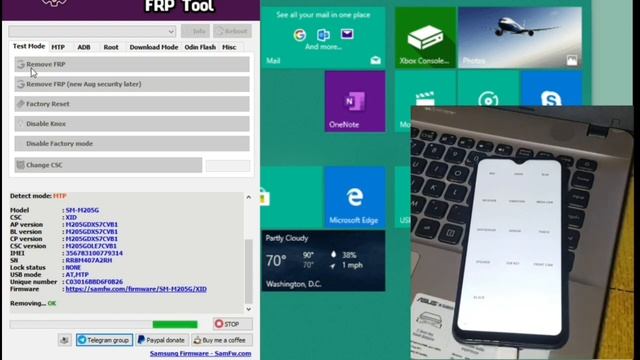 Frp reset samsung m20. with SAMFW TOOL. смотреть онлайн