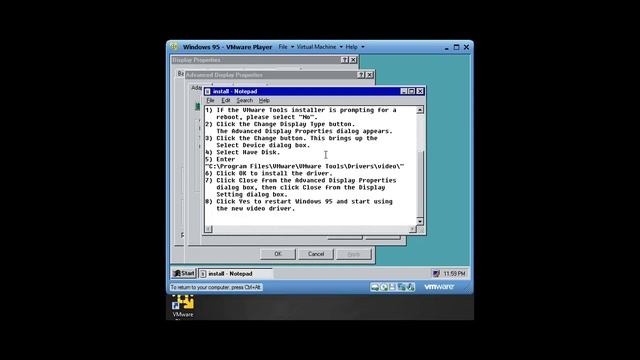 How To Install Video & Sound Drivers for Windows 95 in VM-Ware Player смотреть онлайн