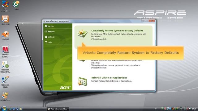 Acer eRecovery – Obnova systému do továrního nastavení смотреть онлайн