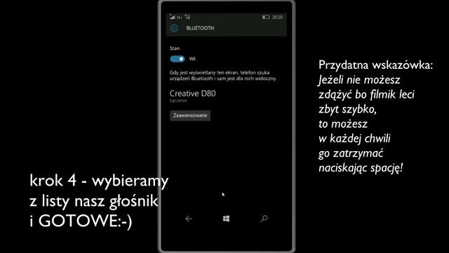 Jak sparować (jak połączyć) głośnik bezprzewodowy Creative D80 z telefonem (LUMIA, WINDOWS MOBILE) смотреть онлайн