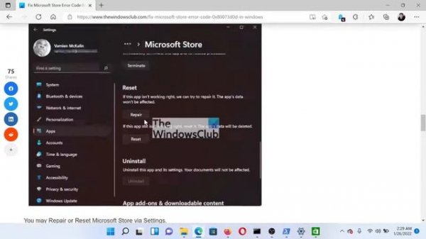 Fix Microsoft Store Error Code 0x80073D0D in Windows 11/10