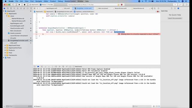 Google Map with Custom Info window in iOS with Swift 5 смотреть онлайн