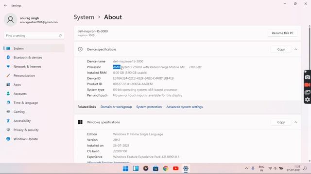 windows 11 insider preview build 22000.100| amd ryzen5 2500u|#ryzen 5|#windows 11 смотреть онлайн