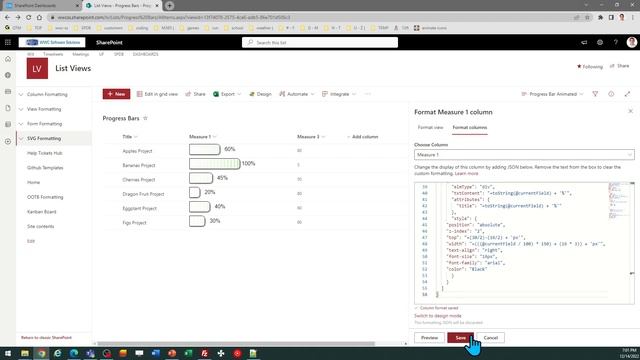 Animated Progress Bars in SharePoint Online Microsoft Lists Modern List View смотреть онлайн
