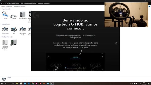 Instalação do Volante Logitech G920 com o app G HUB no Windows 10 Versão 2004 (Maio 2020). смотреть онлайн