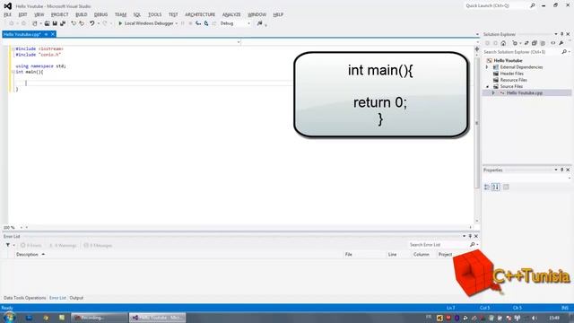 Visual C++ 2012 - Tutorial 01 - "Hello world!" - C++Tunisia (English) смотреть онлайн