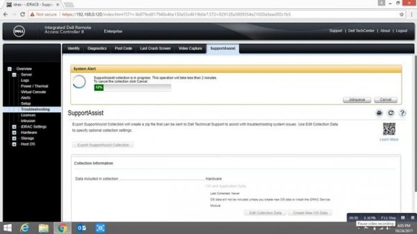 Collect TSR Log On dell server.