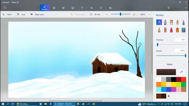 How to draw snowfall scenery in Paint-3d смотреть онлайн
