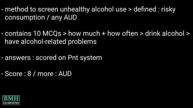 AUDIT | Alcohol Use Disorder Identification Test | Alcohol Use Disorder Test | смотреть онлайн