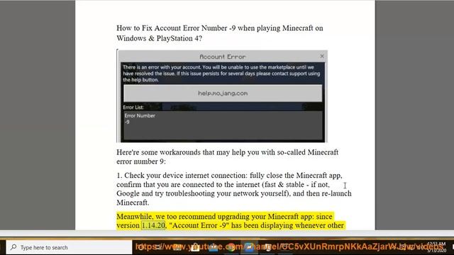 Fix Account Error Number -9 when playing Minecraft on Windows & PlayStation 4 смотреть онлайн