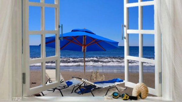 Ocean Waves Window View with sound Relax Background