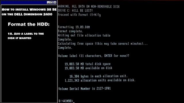 How to Install Windows 98 on the Dell Dimension 2400 смотреть онлайн