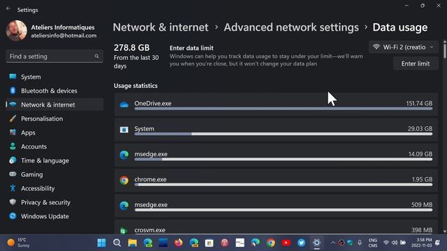 Windows 11 How to view Data usage set data limit and view app data use смотреть онлайн