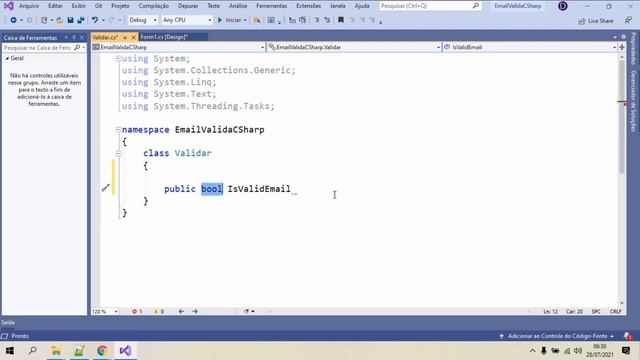 C#, como validar email. C Sharp Windows Forms Visual Studio 2019 смотреть онлайн