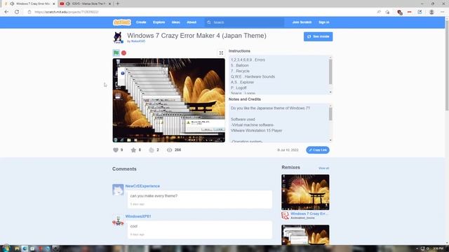 Windows 7 Crazy Error ( Tema Japones) en Scratch смотреть онлайн