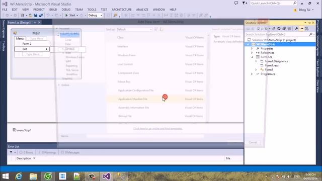 Windows Form MenuStrip смотреть онлайн