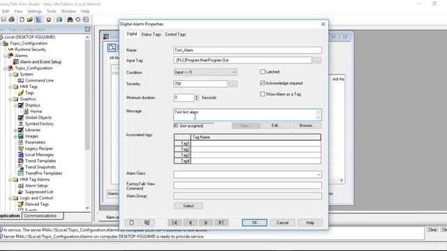 Alarm configuration in FT view studio смотреть онлайн