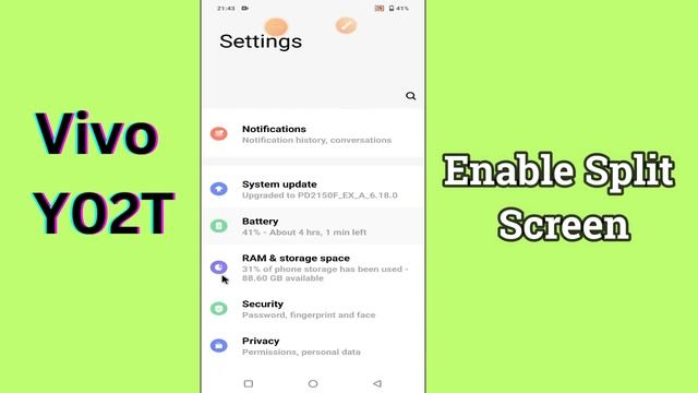 Enable Split Screen Vivo Y02T || How to turn on split screen || Split screen settings смотреть онлайн