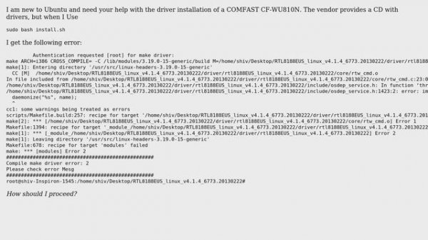 COMFAST CF-WU810NWireless (Realtek 8188EUS) Driver installation