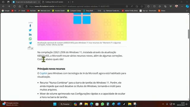 ⚠️ WINDOWS 11 Recebe UPDATE SURPRESA - KB5031455 (build 22621-2506) смотреть онлайн