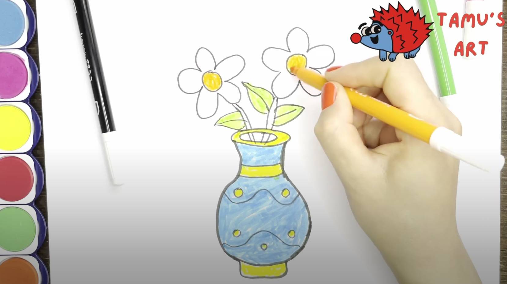 how to draw a vase of flowers \ Flower Vase drawing and coloring смотреть онлайн