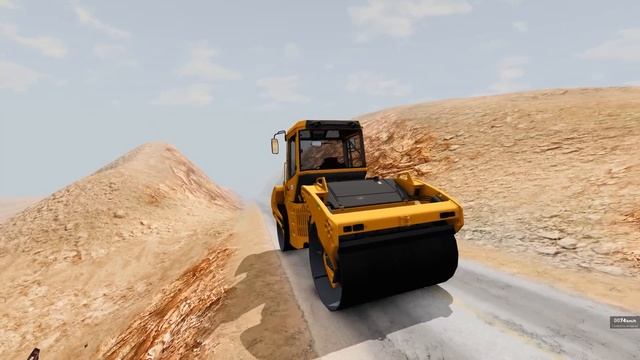 ДОРОГА В ПРОПАСТЬ! ДОРОЖНЫЙ КАТОК НА КРУТОМ СПУСКЕ | BeamNG.drive смотреть онлайн