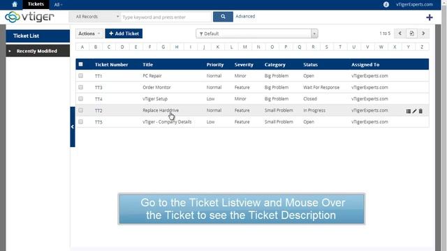 vTiger Ticket Listview Tooltip(Ticket Preview) - by vTigerExperts.com смотреть онлайн