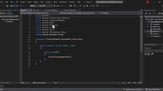 Close Form When Lost Focus In C# Windows Forms. смотреть онлайн