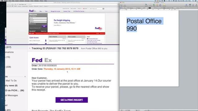 Fed Ex email virus Alert, fedex virus, fedex fake email with virus,post office fake email смотреть онлайн