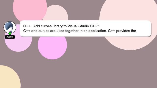 C++ : Add curses library to Visual Studio C++? смотреть онлайн