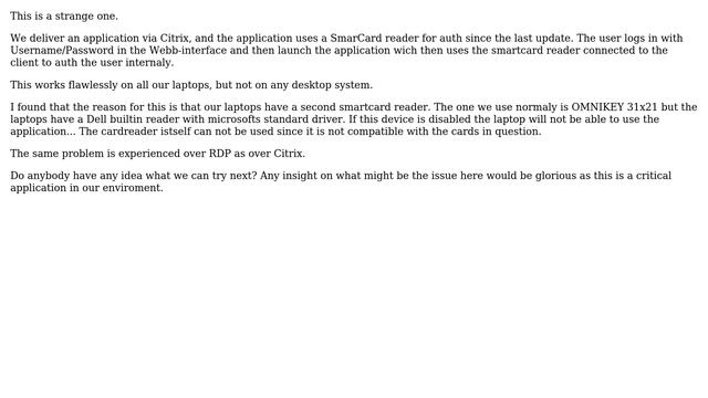 SmartCard readers used in Citrix Application смотреть онлайн