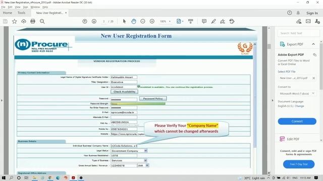 New User Registration nprocure - Vendor Registration Process смотреть онлайн