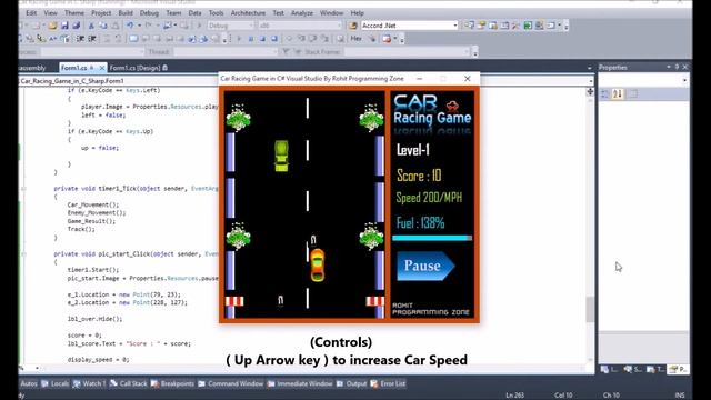 Car Racing Game in C# Visual Studio(Demo) By Rohit Programming Zone смотреть онлайн