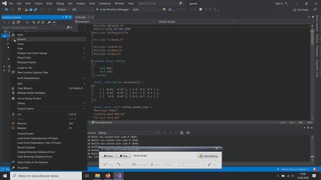 Programowanie Windows #1 - OpenGL efekt uruchomienia przykładowego kodu. смотреть онлайн