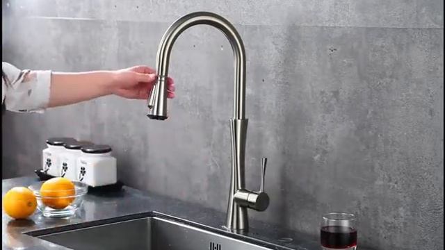 Single Handle Pull Out Swivel Kitchen Faucet with 3-Function Sprayer Brass in Brushed Nickel Review смотреть онлайн