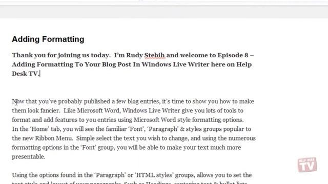 Adding Formatting To Your Blog Post In Windows Live Writer смотреть онлайн