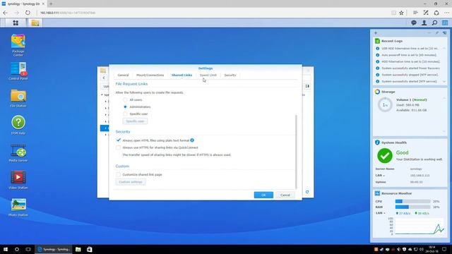 Synology Disk Station DS216j - Management Interface
