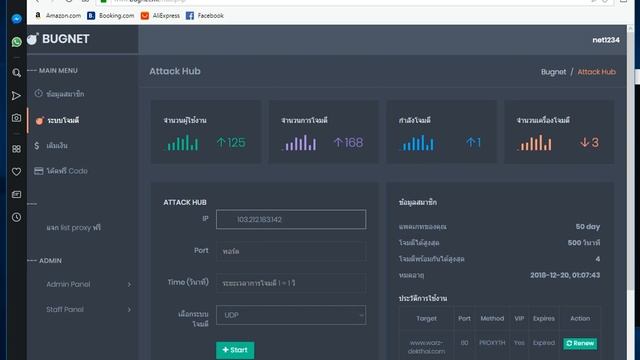 Bugnet เว็บยิงไอพี ยิงเน็ต ยิงเซิฟเวอร์ ยิงเว็บ 2018-2019 ทดสอบระบบ