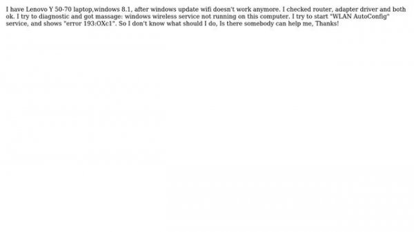 Windows wireless service not running error 193:Oxc1