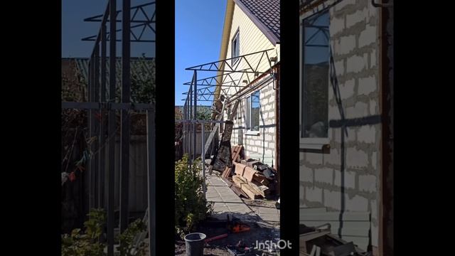 Изготовление и монтаж навеса из профиля!
