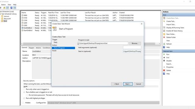 Task Scheduler Settings for Automatic One Hour Audio Recording смотреть онлайн