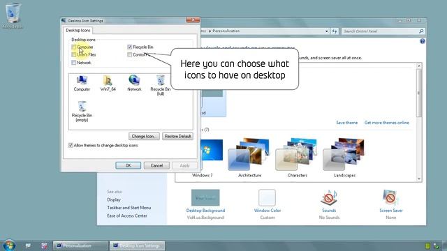 Windows 7 Ultimate 64 bit - How to add COMPUTER icon to desktop - www.vid4.us смотреть онлайн