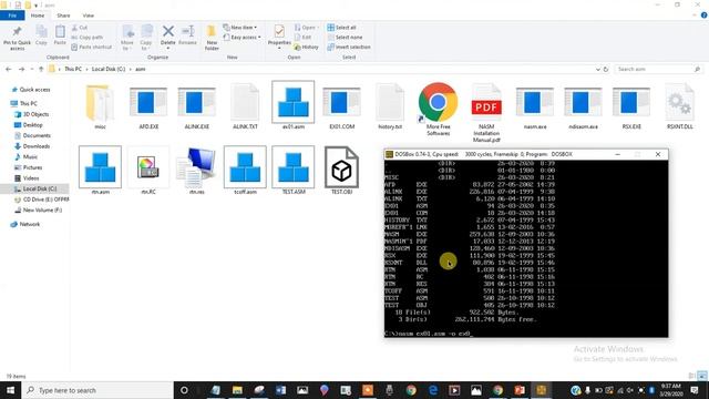 HOW to mount local drive on DOSBOX,then nasm.exe,then ex01.asm program,then run program using afd смотреть онлайн