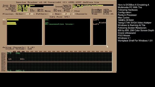 Folie A Deux by M-Litz : Impulse Tracker (DOSBox-X, Gravis Ultrasound) смотреть онлайн