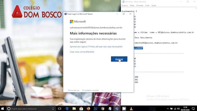 Primeiro acesso do aluno do Colégio Dom Bosco Bahia a plataforma Microsoft Teams смотреть онлайн