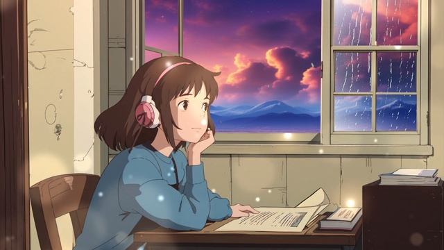 Relax Music. Beautiful melody, girl looking out the window on a rainy day. смотреть онлайн