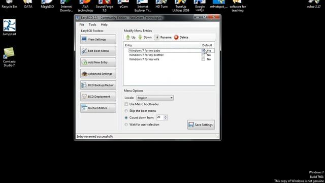 How to using EasyBCD 2 3 for editing boot menu смотреть онлайн